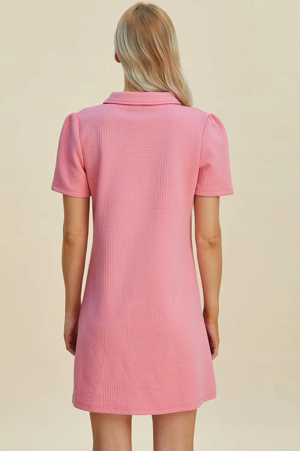 Double Take Full Size Texture Short Sleeve Dress - kinko