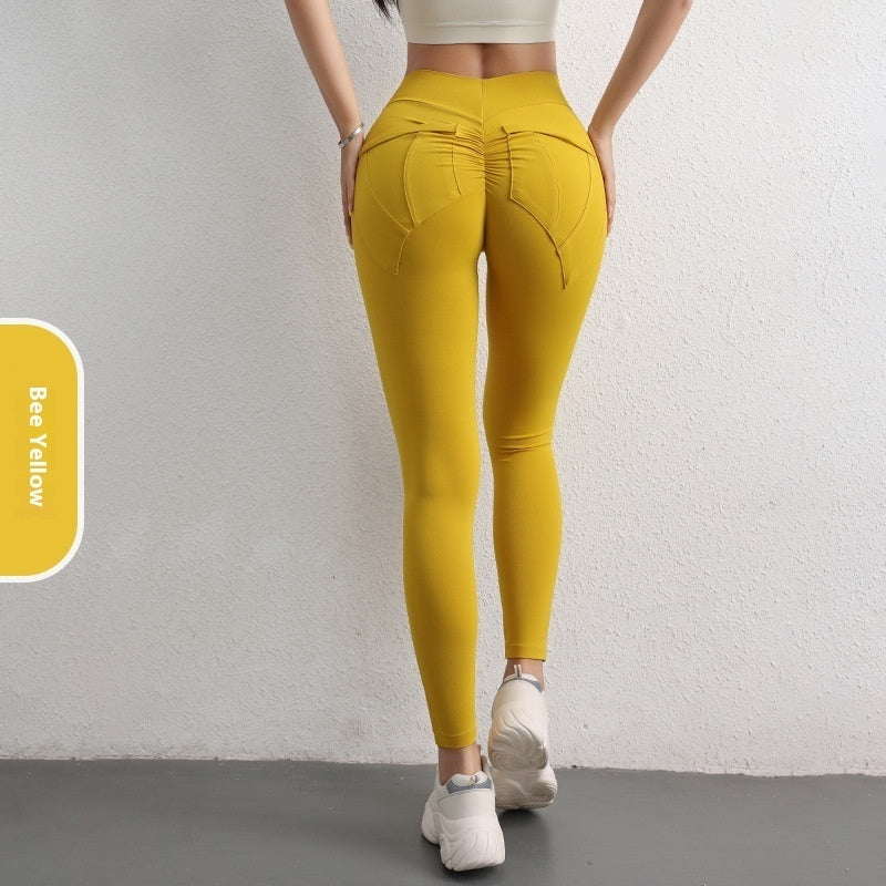 High Waist Hip Lift Yoga Pants With Pockets Women's Sports Fitness Trousers Leggings - kinko
