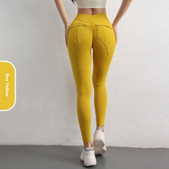 High Waist Hip Lift Yoga Pants With Pockets Women's Sports Fitness Trousers Leggings - kinko
