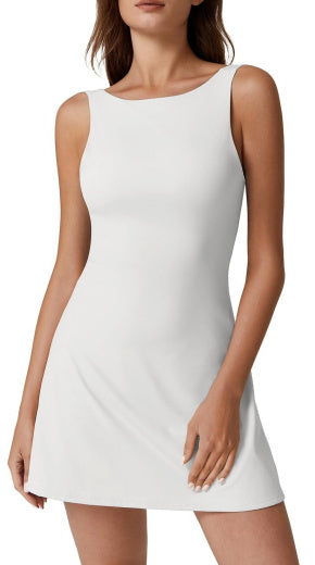 Round Neck Backless Tennis Belt Pocket - kinko