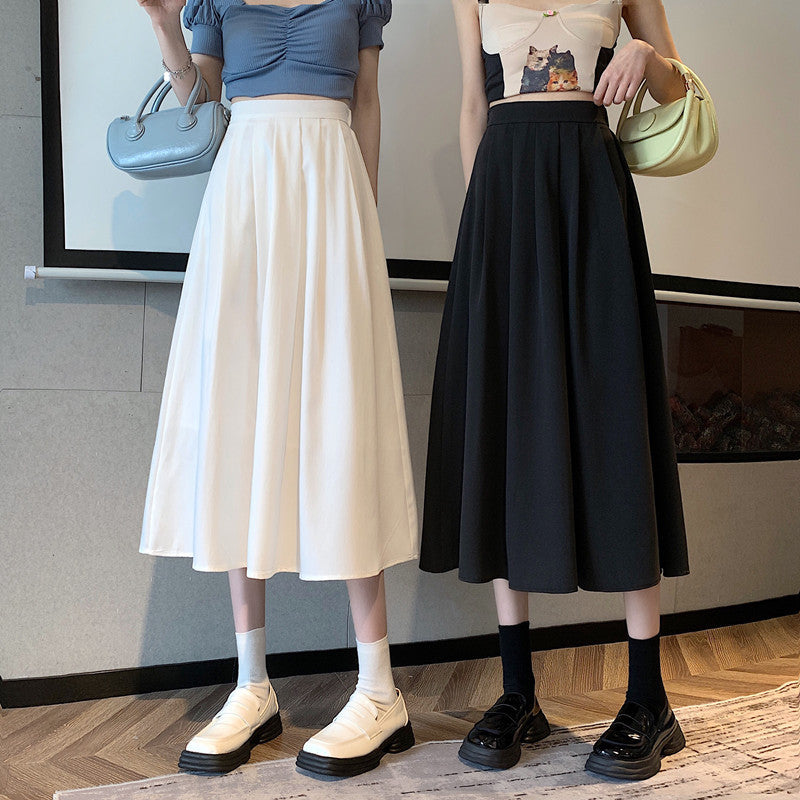 Simple Casual Slimming Mid-length High Waist Skirt - kinko