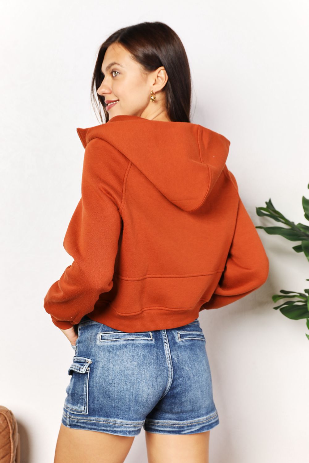 Double Take Half-Zip Long Sleeve Hoodie - kinko