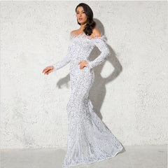 Off-the-shoulder Fishtail Party Formal Dress - kinko