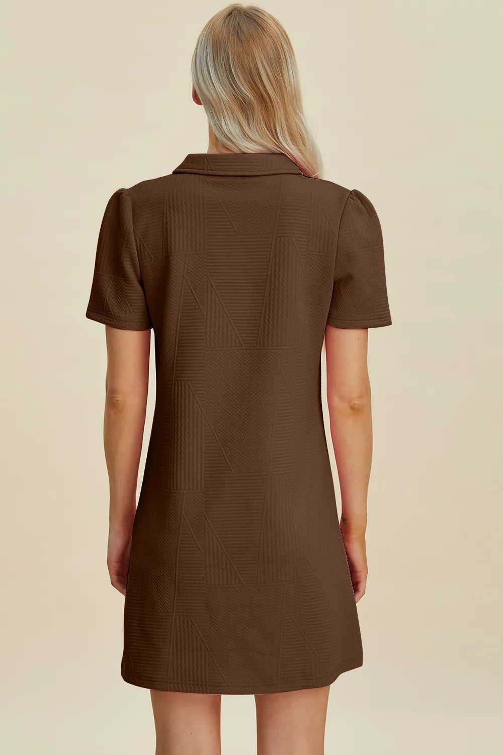 Double Take Full Size Texture Short Sleeve Dress - kinko