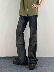 Washed Black Jeans Men's Straight Bootcut Trousers - kinko