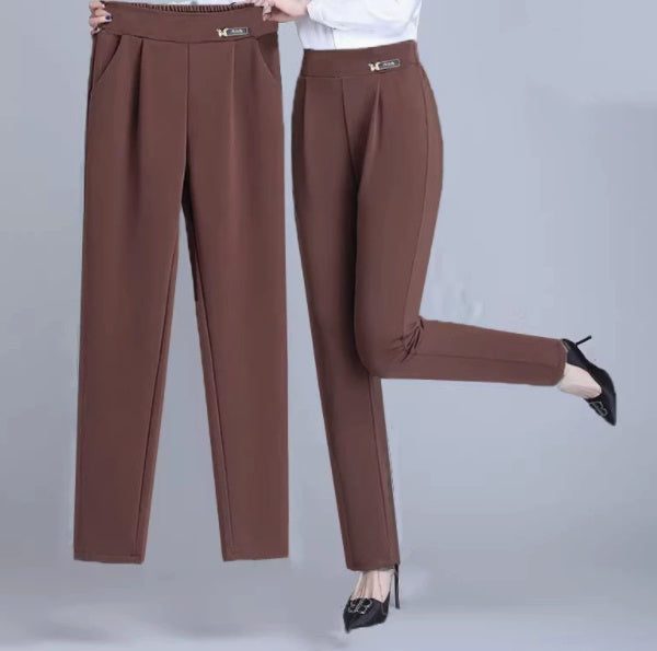 Tight-waisted Thin, Loose Slimming Large-sized 9-inch Harem Pants - kinko