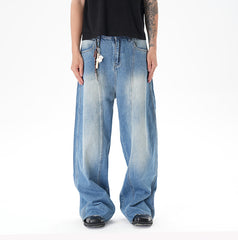 Cut Washed Vintage Washed Wide Leg Machete Jeans - kinko