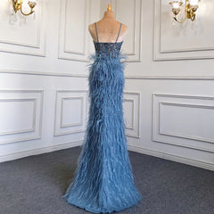 Suspender Feather Slim-fit Host Annual Party Banquet Engagement Dress - kinko