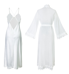 Morning Gowns Sexy Nightgown Backless Temptation Ice Silk Comfort Outerwear Gown Pajamas Women Loungewear Two Piece Sets