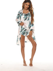 Home Wear Pajamas Bathrobe Three-Piece Set Overall Dress Set Bathrobe
