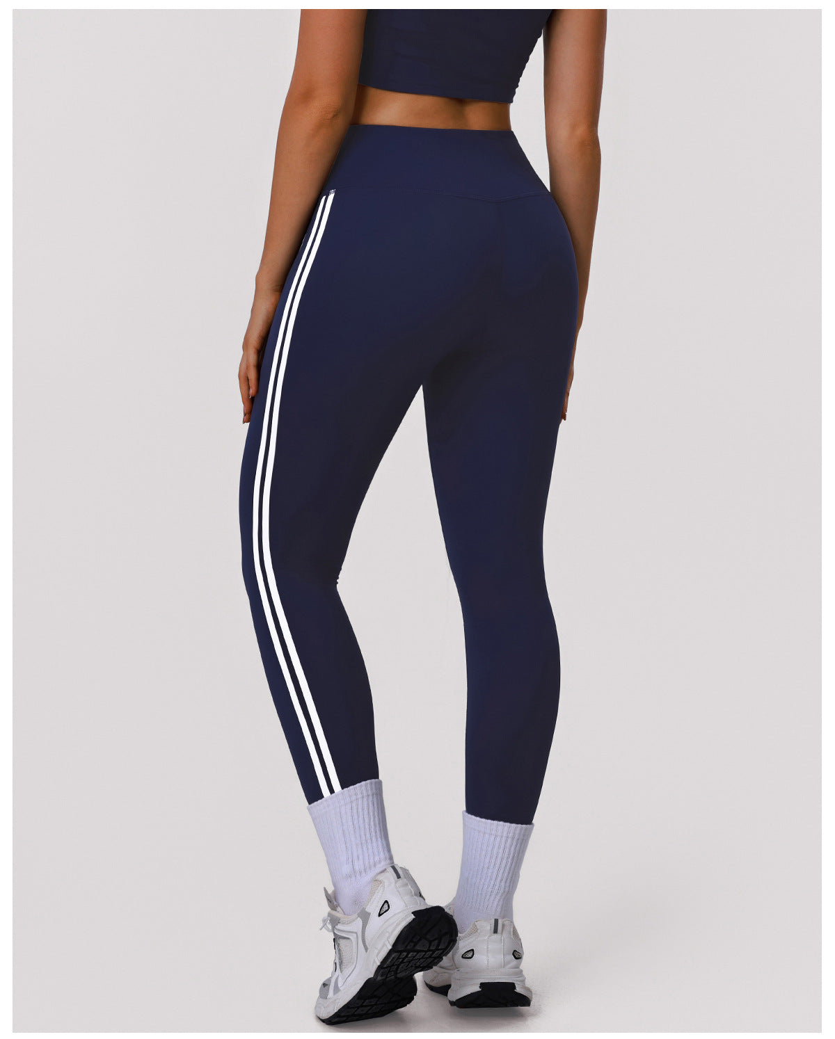 Contrast Color Striped Fitness Yoga Two Piece Sets High Elastic Shockproof Bra Hip Lift Belly Shaping Tights Sportswear - kinko Global Holdings inc