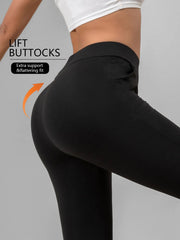 4pcs High-Waisted Flare Sharkskin Leggings Slim Fit, Lightweight & Sculpting Yoga Pants - kinko