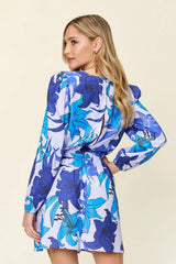 Double Take Full Size Floral Long Sleeve Romper with Pockets - kinko