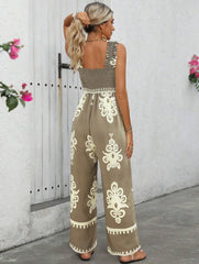 Women's Vacation Casual Sleeveless Printed Wide Leg Jumpsuit - kinko