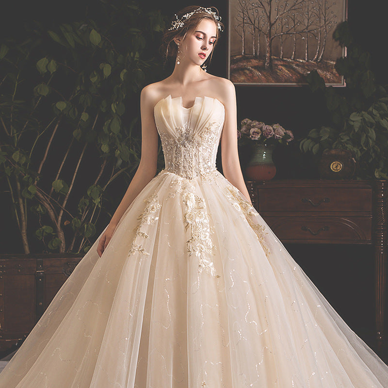 Bride Summer Tube Top Mori Style Trailing Skirt - kinko