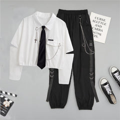 Personalized Women's Shirt Overalls Two-piece Set - kinko