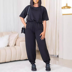 European And American Leisure Loose Fashion Ladies Two-piece Set - kinko