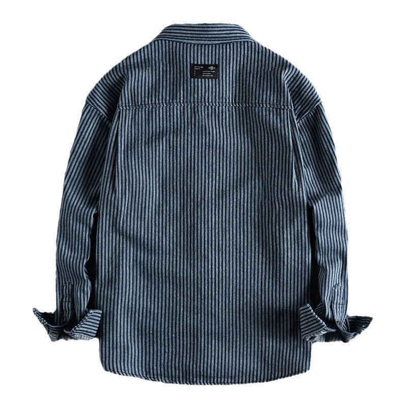 Denim Shirt Men's Shirt Early Outdoor Casual Blue Overalls - kinko