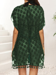 Women Chiffon Shirt Sexy See through Polka Dot Jacquard Chiffon Dress Beach Beach Cover Up
