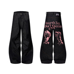 Temperature-sensitive Color-changing Embroidered Red Ear Jeans - kinko