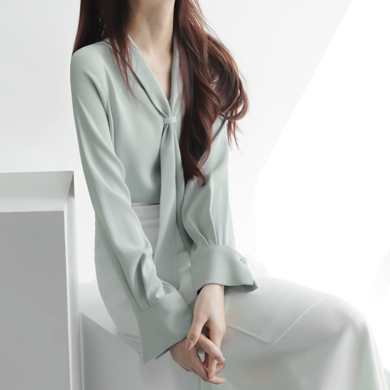 Women's Office Chiffon Commuting Elegant White Shirt - kinko