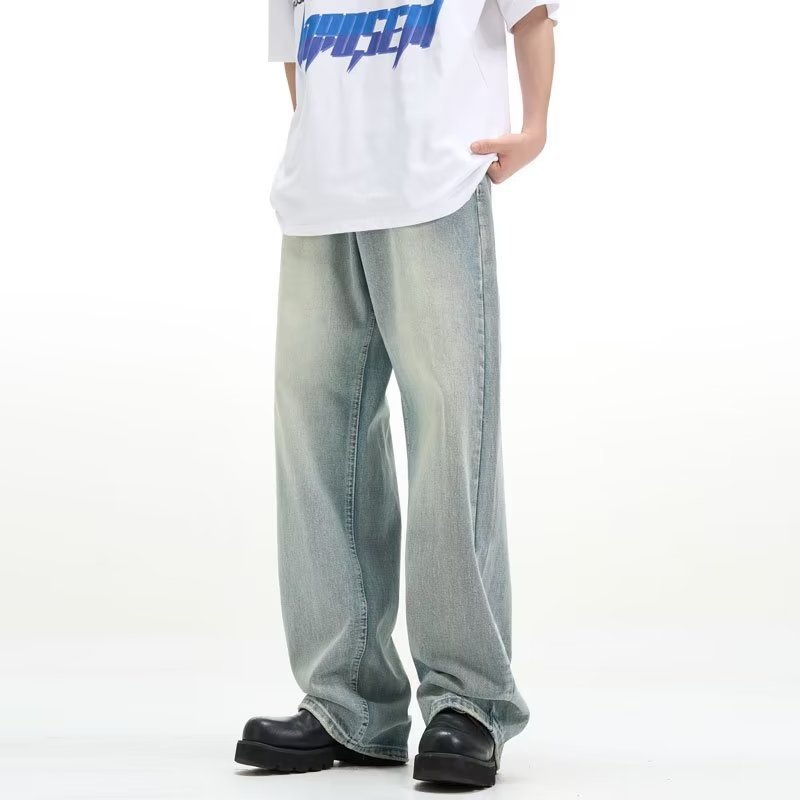 Retro Trousers Loose Casual Blue - kinko