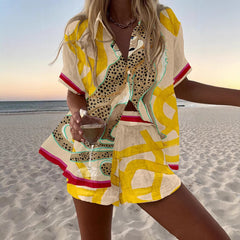 Digital Printing Top Women's Suit Two-piece Set - kinko