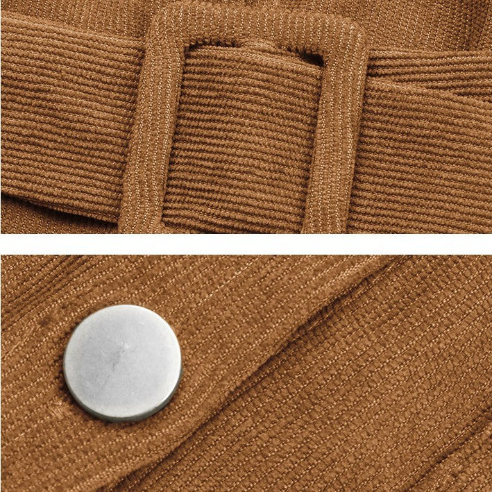 New Shirt Models Lapels Long-sleeved Corduroy Dresses - kinko