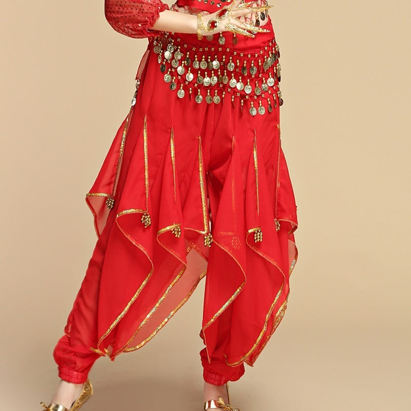 Children's Creative Leg Binding Glitter Chiffon Pants - kinko