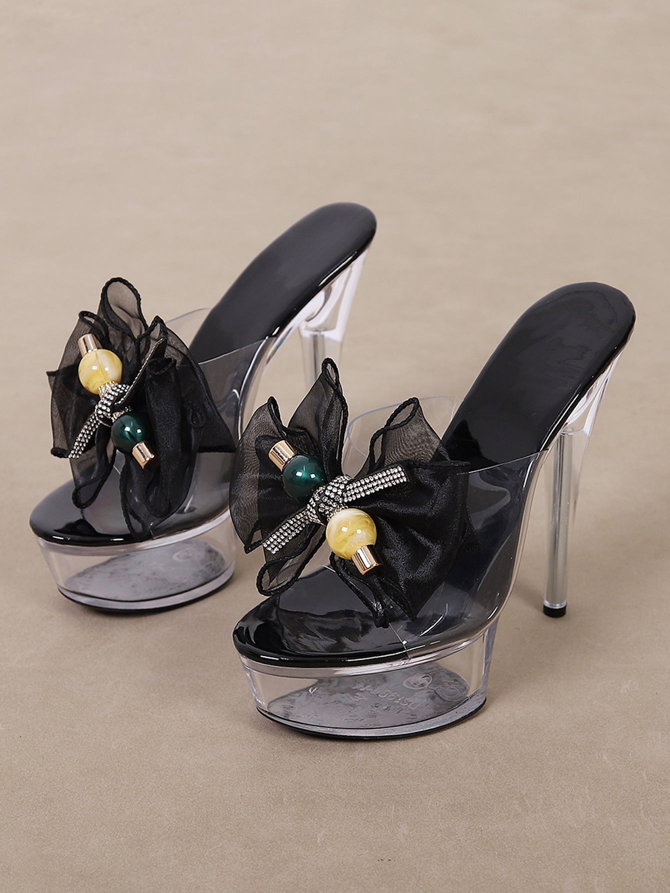 High Heel Platform Shoes Bar Model Catwalk Women Transparent Crystal High Heel Sandals Party Sandals - kinko Global Holdings inc