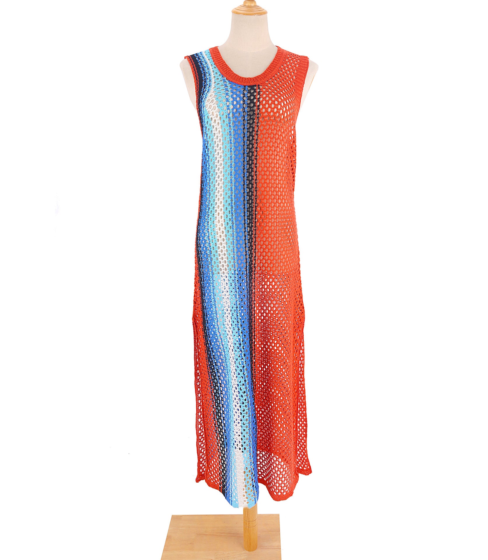 Vest Knit Halter Dress Hollow Out Cutout out Sexy Beach Sun Protection Clothing Vacation Beach Cover Up Swimsuit Outwear - kinko Global Holdings inc