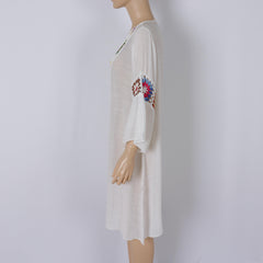 Spring Summer Mosaic Floral Pieces Beach Sun Protection Blouse Seaside Holiday Breathable Loose Swimsuit Beach Dress