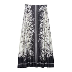 New Summer Design Ethnic Style Floral Print Fluffy Skirt - kinko