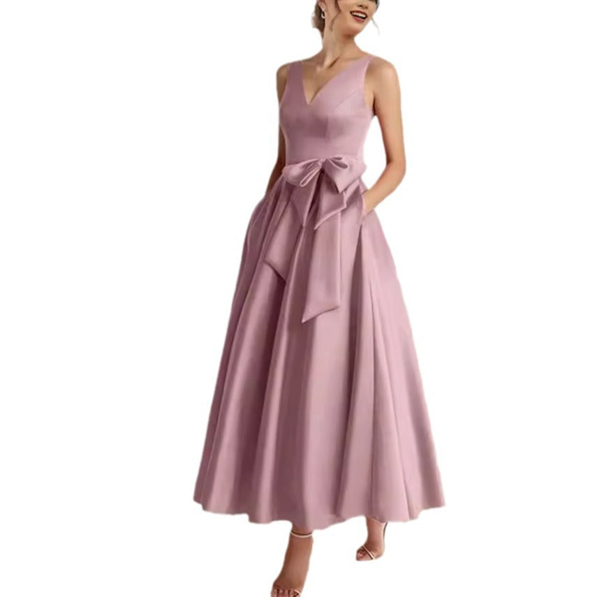 Birthday Party Host V-neck Socialite Daily Wearable Slimming Dress - kinko