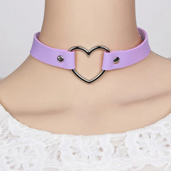 Punk Women Ladies Accessories Goth Japanese Harajuku Kawaii Lolita Jewelry PU Leather Collar Heart Necklace Bdsm Body Harness
