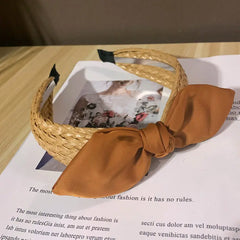 Raffia Straw Women Beach Hairbands Headbands Lovely Ribbits Ears Outdoor Hair Accessories Scrunchies Straw Head Wear Hair Hoops