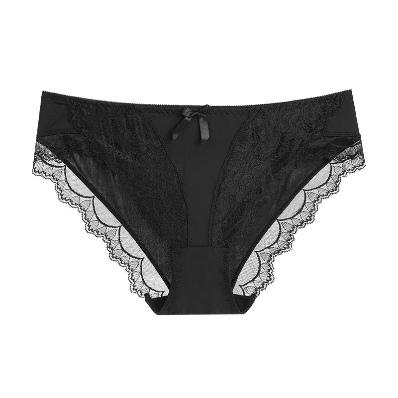 Women's Panties Low-Waist Ice Silk Underwear Ladies Lace Briefs Girls Cotton Bottom Crotch Comfortable Triangle Underpants