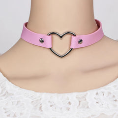 Punk Women Ladies Accessories Goth Japanese Harajuku Kawaii Lolita Jewelry PU Leather Collar Heart Necklace Bdsm Body Harness