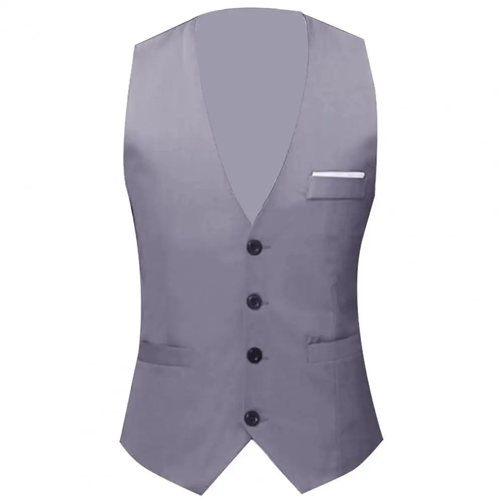 Man Business Vests Suit Single-breasted Slim-fit Non-shrink Polyester 2021 Men Skin-friendly Formal Vest for Business Shirt Hot