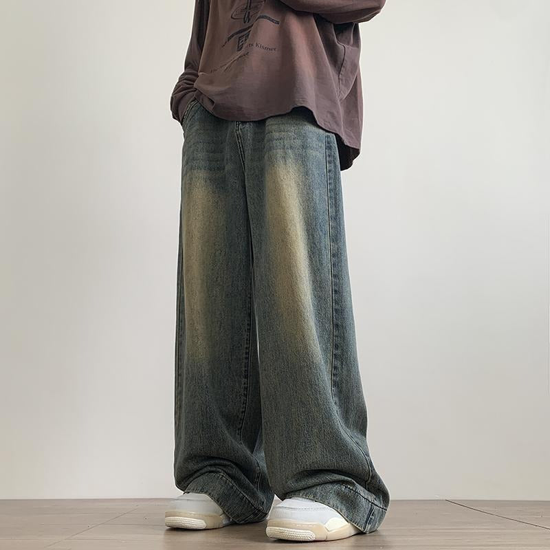 Straight Jeans Men's Summer Ruan Handsome Wide Leg Casual Long Pants - kinko
