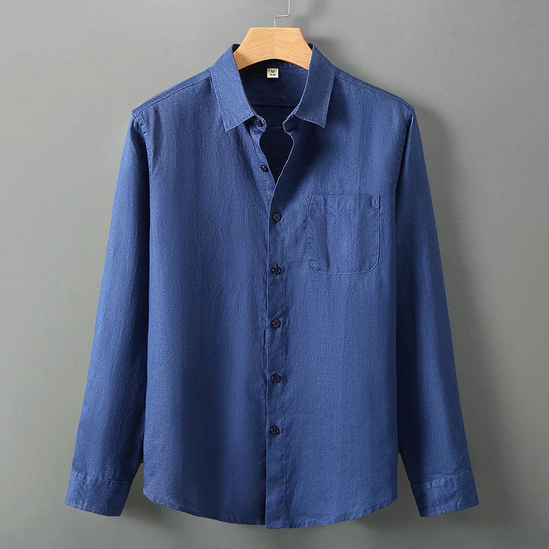 Linen Shirt Men's Long Sleeve Loose Thin Casual - kinko