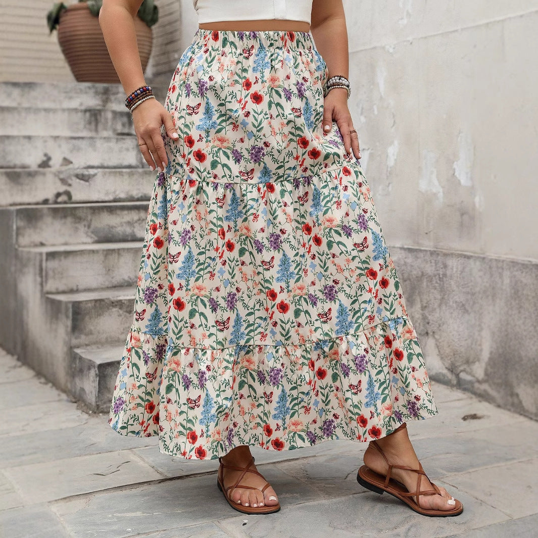 Women's Fashionable Personalized Floral Pastoral Skirt - kinko