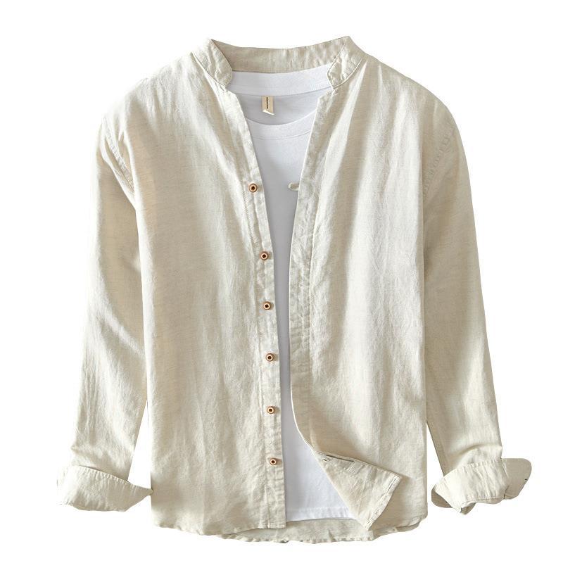 National Plain Casual Long Linen Sleeves Shirt - kinko