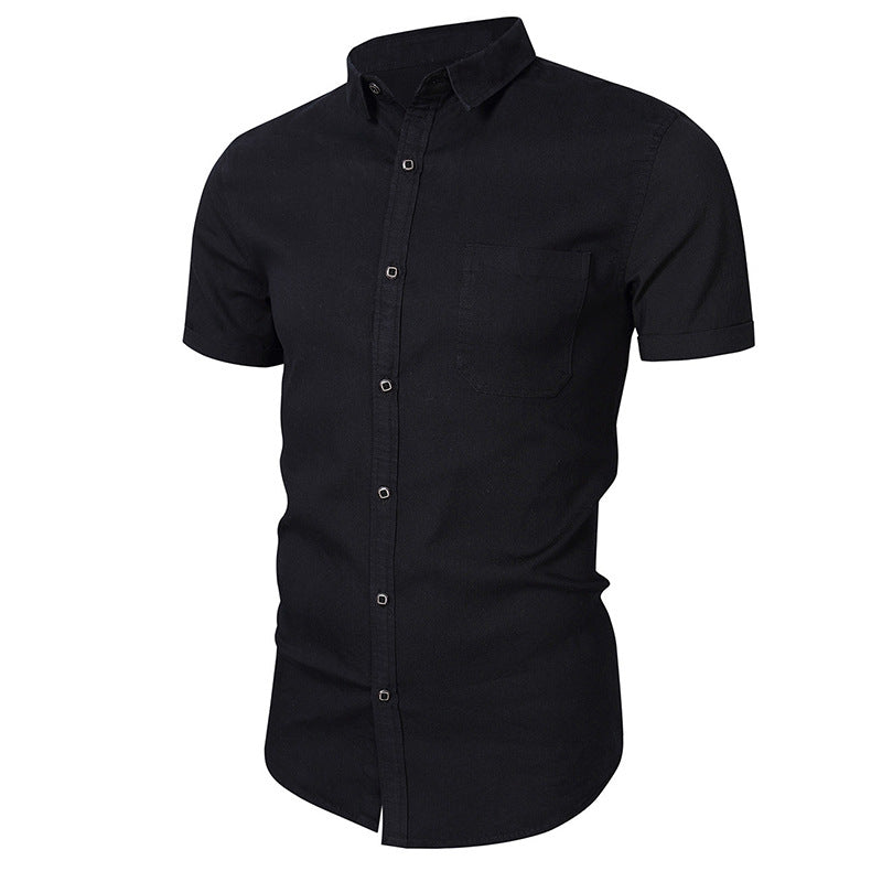 Men's Short-sleeved Casual Denim Non-ironing Shirt - kinko