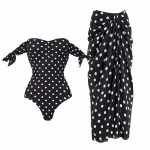 Polka Dot One Piece Swimsuit Women Vacation Beach Two Piece Sets