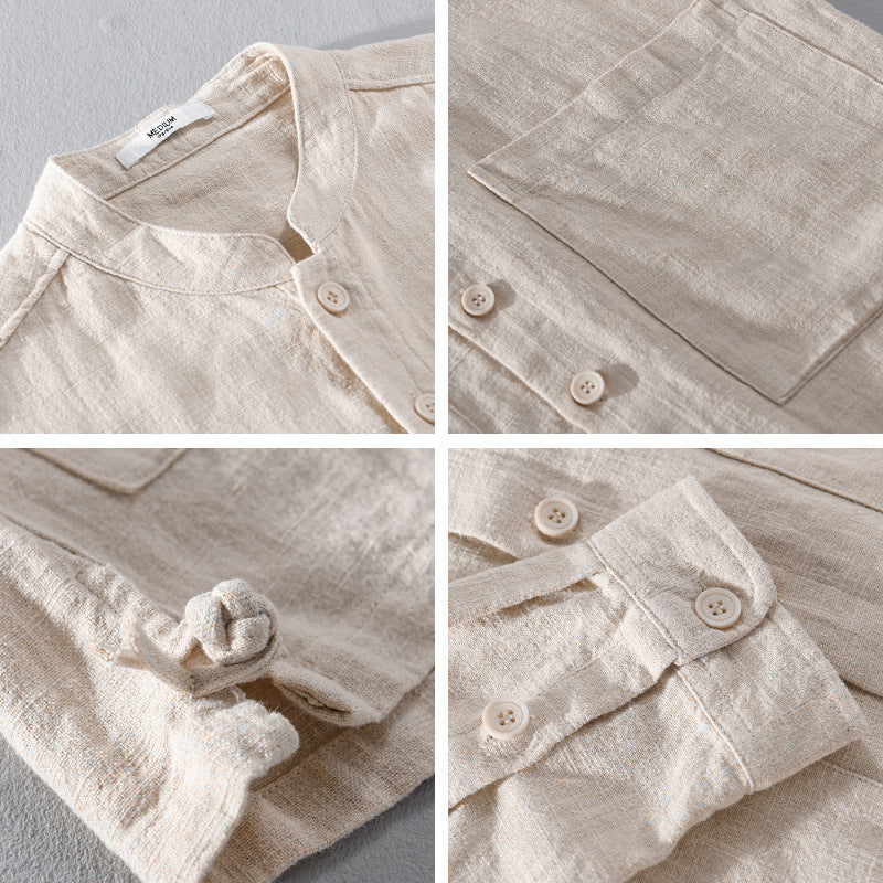 Men's Retro Stand Collar Chinese Knot Button Shirt Coat - kinko