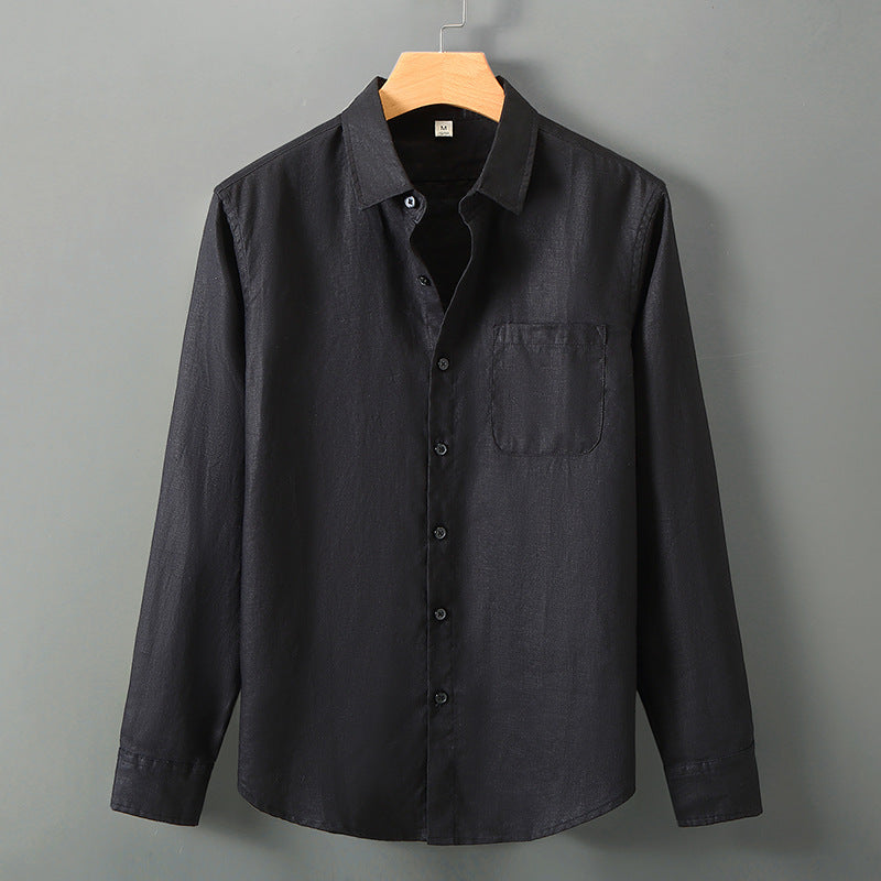 Linen Shirt Men's Long Sleeve Loose Thin Casual - kinko