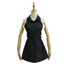 2024 Summer New Pure Desire Style Slim Fit Slimming Waist Pleating Sleeveless Shirt Dress Polo Collar Dress - kinko