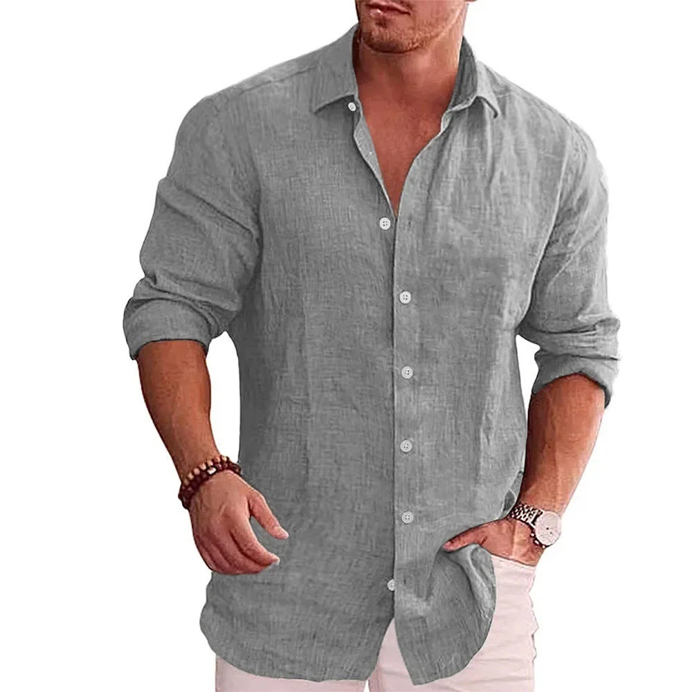 3D Printed Casual Men's Solid Color Shirt Slim Lapel - kinko