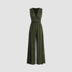 Women's Solid Color Loose Sleeveless Knitted Jumpsuit - kinko